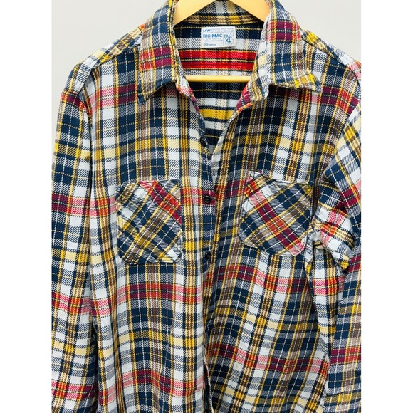 Vintage Big Mac Flannel Shirt Blue Red Plaid Heavy Button Down XL Tall - Picture 1 of 4